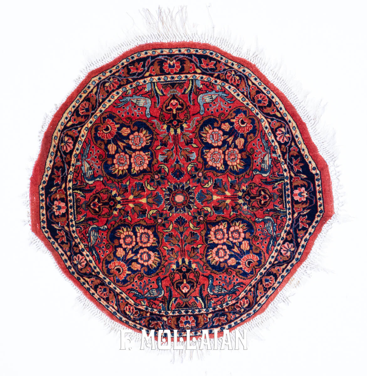 Kashan Manchester Round Rug Rust/Red Color n°:478625